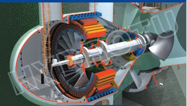 Yüksek verim tepki ampul hidro türbin tipi / düşük su baş hidroelektrik projesi için türbin su
